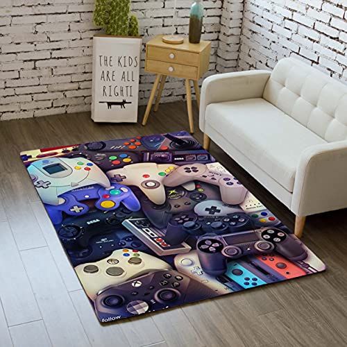 Teppich Schlafzimmer Modern Gamer 3D Controller Teppich rutschfeste Graffiti Spielkonsole Dekoration Teppich Blau Schwarz Lila Rosa Flanell Weiche Matten Für Teen von MeeTe