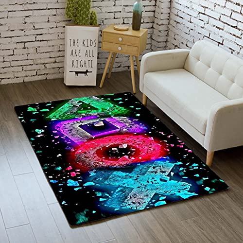 Teppich Schlafzimmer Modern Gamer 3D Controller Teppich rutschfeste Graffiti Spielkonsole Dekoration Teppich Blau Schwarz Lila Rosa Flanell Weiche Matten Für Teen von MeeTe