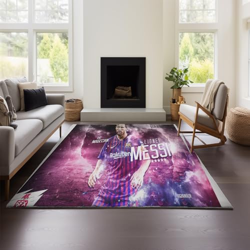 Teppich Wohnzimmer 2025, Neuer Leichter Luxus, S-Klasse, Lionel Messi, Schlafzimmer, Bodenmatte, Sofa, Waschbar, Wasserdicht Und Schmutzabweisend (Messi 03,100x150 cm) von MeeTe