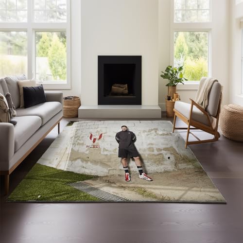 Verdickter Teppich Aus Kaschmirimitat Mit Lionel Messi-Motiv, Marokkanischer Wohn-/Schlafzimmer-Sofa-/Couchtisch-Decke, Ethno-Stil, Amerikanischer Landhaus-Retro-Stil (Messi 01,100x150 cm) von MeeTe