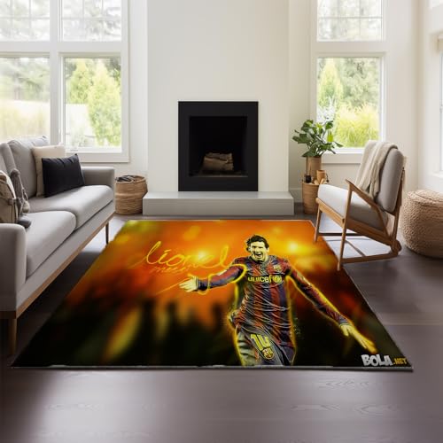 Wohnzimmerteppiche – Lionel Messi – Großer, Superweicher, Waschbarer Wohnzimmerteppich, Modernes Muster, Dekorativer Teppich, Strapazierfähig, rutschfest (Messi 01,100x150 cm) von MeeTe