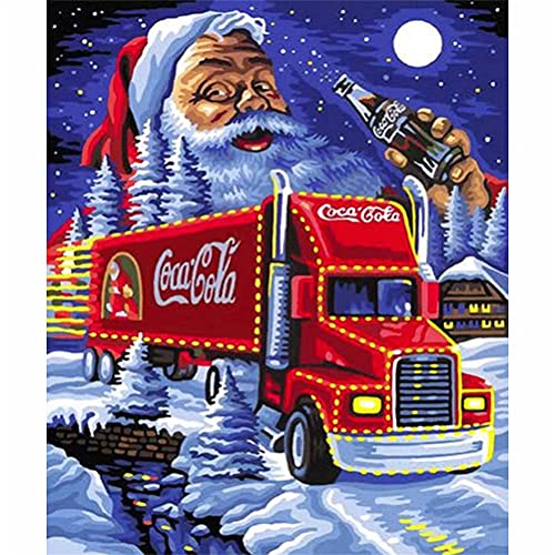 Meecaa Diamant-Malerei-Set mit Werkzeugen, Weihnachtsmann Truck Weihnachten Mond DIY 5D Full Drill Kreuzstich Diamant Mosaik Kunst Handwerk 30 x 40 cm (Santa Claus 1) von Meecaa