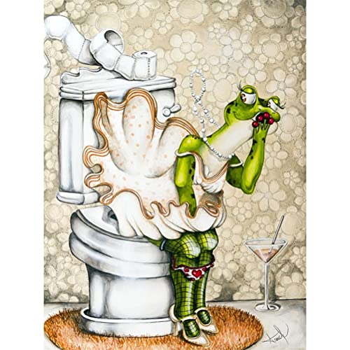 Meecaa Diamant-Malerei-Set mit Werkzeug, Frosch, Toilette, Tier, DIY, 5D-Vollbohrer, Kreuzstich, Diamant-Mosaik, Kunst, Handwerk, 30 x 40 cm (Frosch) von Meecaa