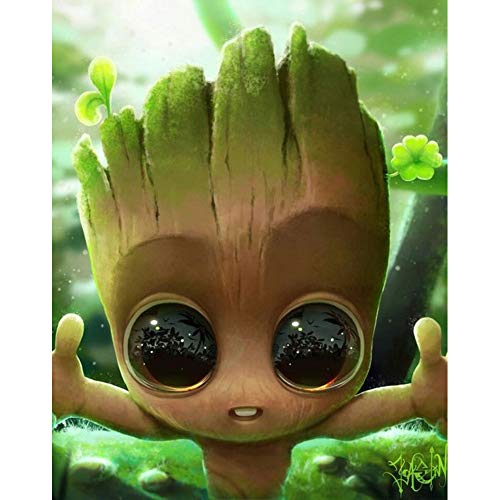 Meecaa Diamond Painting Set Full Bilder Groot Anime Boy Cute Baum Mann, 5D Diamant Painting Diamant Malerei mit Zubehör 30x40cm (Groot) von Meecaa