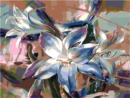 Meecaa Malen nach Zahlen, Blume, Lilie, abstraktes Set für Erwachsene, Anfänger, DIY-Ölgemälde, 40,6 x 50,8 cm (Blume, gerahmt) von Meecaa
