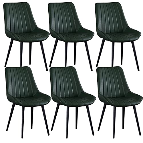 6er-Set Esszimmerstühle für die Küche mit PU-Kissen und Rückenlehne, Moderne seitliche Metallbeine im Mid-Century-Stil das Wohnzimmer (grün, Schwarze Füße) von Meedlopia