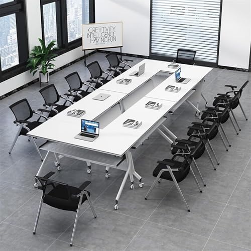 Fuß-Klapptisch, 6er-Pack Klappbarer Konferenztisch für 12–16 Personen, moderne Flip-Top-Schulungsraumtische mit Rädern, platzsparend, rechteckiger Büro-Besprechungstisch, Computertisch zum L von Meedlopia