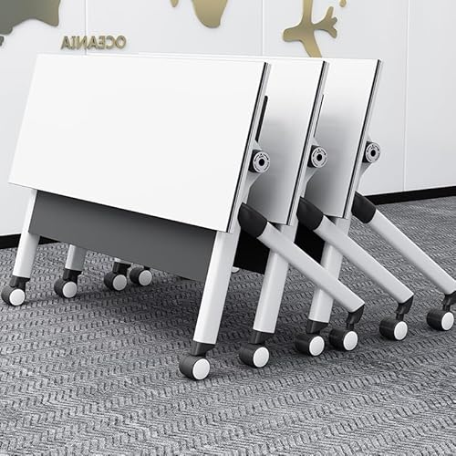 Klappbarer Konferenztisch, vielseitige Konferenztische mit Klappplatte, tragbare und Faltbare Lösungen für dynamische Meetings, Schulungen, Klassenzimmer und Büros (Weiß2, 47 × 16 × 30 Zoll) von Meedlopia