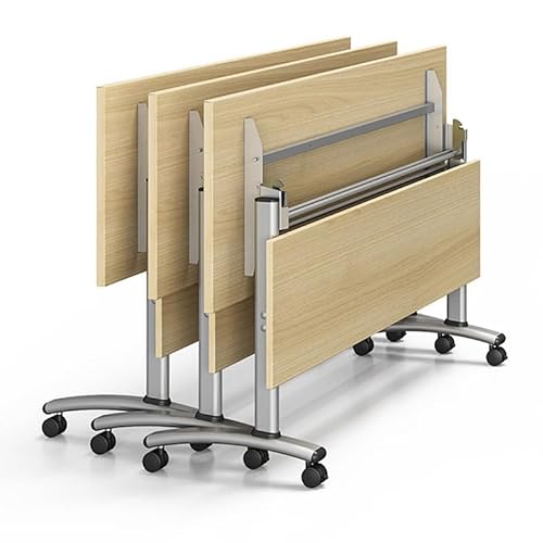 Klappbarer Konferenztisch, vielseitiger großer rechteckiger Konferenzraumtisch mit leisen Rädern, Mobile Lösung für dynamische Meetings in Büros, Klassenzimmern (Gold Oak, 71×16×30 Zoll) von Meedlopia