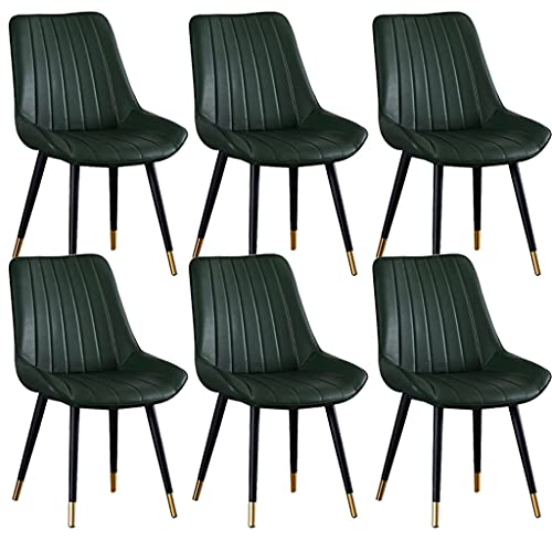 Küchen-/Esszimmerstühle, 6er-Set, modernes Mid-Century-Wohnzimmer-Beistellmöbel mit Metallbeinen, PU-Kissen, Rückenlehne (Grün, Schwarz, Goldfüße) von Meedlopia