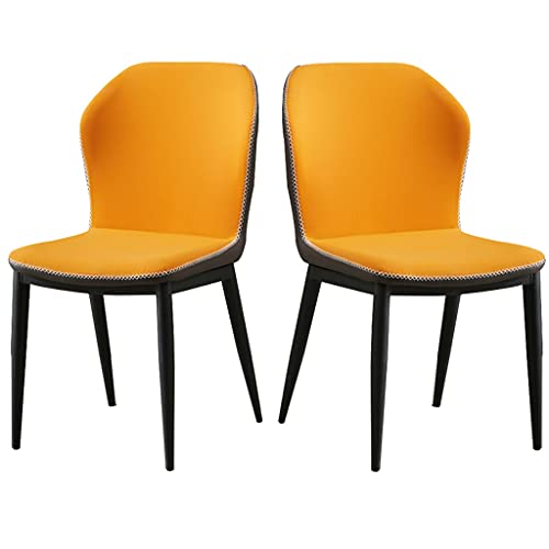 Küchen-Esszimmerstühle, 2er-Set, Kunstleder, stabile Metallbeine, für Zimmer, Hotel, Theke, Lounge (Orange) von Meedlopia