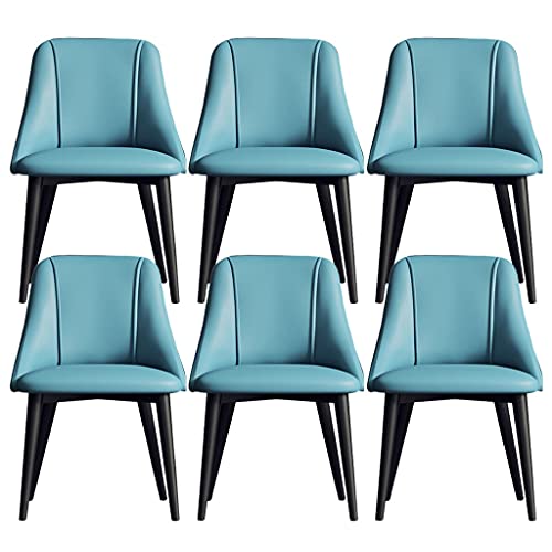 Küchen-Esszimmerstühle, 6er-Set, Leder-Thekenstuhl, Loungestuhl, Wohnzimmer-Empfangsstuhl mit ergonomischer Rückenlehne und Metallbeinen (Farbe: Blau) von Meedlopia