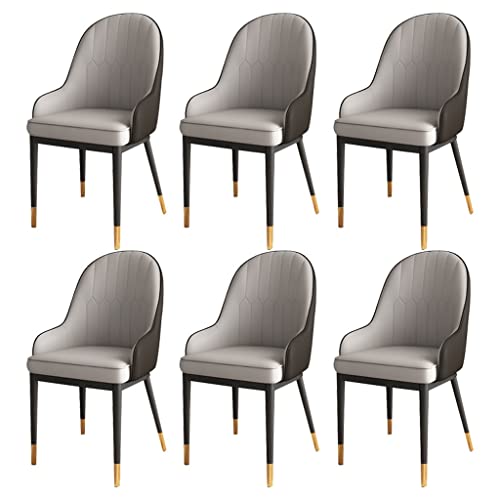 Küchen-Esszimmerstühle, 6er-Set, Moderne Loungesessel mit hoher Rückenlehne, weicher Sitzfläche, PU-Leder, für das Wohnzimmer Metallbeinen (E) von Meedlopia
