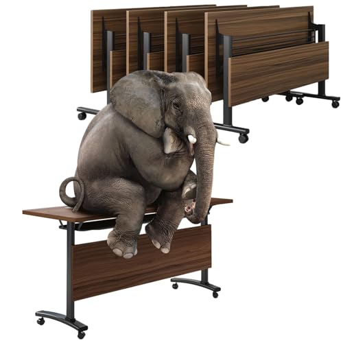 Meedlopia 4er-Pack moderner Konferenztisch fürs Büro, zusammenklappbarer mobiler Schulungs- und Besprechungstisch mit Klappplatte und Lenkrollen (A, 63 x 15,7 x 29,5 Zoll) von Meedlopia