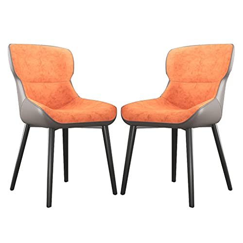 Meedlopia Esszimmerstuhl-Set, 2er-Set, Küchenstühle mit Beinen aus Kohlenstoffstahl, Moderne Wohnzimmer-Seite der Mitte des Jahrhunderts PU-Kissen-Rückenlehne (Farbe: Orange) von Meedlopia