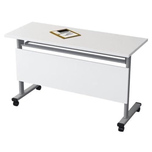 Meedlopia Klappbarer Konferenztisch mit Lenkrollen, Klappdeckel, mobiler Besprechungstisch für Büro, Klassenzimmer, rechteckiges Training auf Rollen (weiß, 3 Stück, 160 x 50 75 cm) 4 120 von Meedlopia