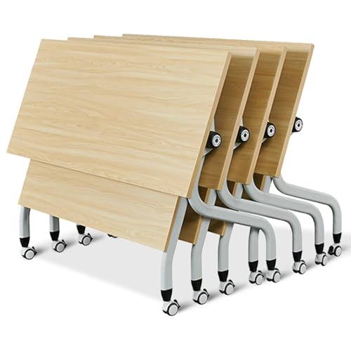 Meedlopia Klappbarer Konferenztisch mit leisen Rädern, mobiler Besprechungstisch für Studium und Arbeit, rechteckiger Klapptisch, 160 x 50 x 75 cm (4 Stück) von Meedlopia