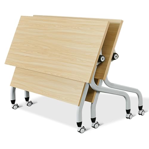 Meedlopia Klappbarer Konferenztisch mit leisen Rädern, mobiler Besprechungstisch zum Lernen, Arbeiten, rechteckiger Klapptisch (2 Stück, 120 x 39 x 75 cm) von Meedlopia
