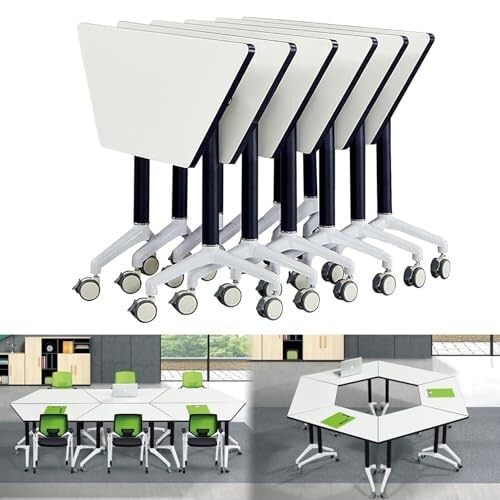 Meedlopia Konferenzraumtisch Klapptisch, beweglicher Computertisch, Besprechungstische mit Rädern, faltbar für das Home Office (6 Stück) von Meedlopia