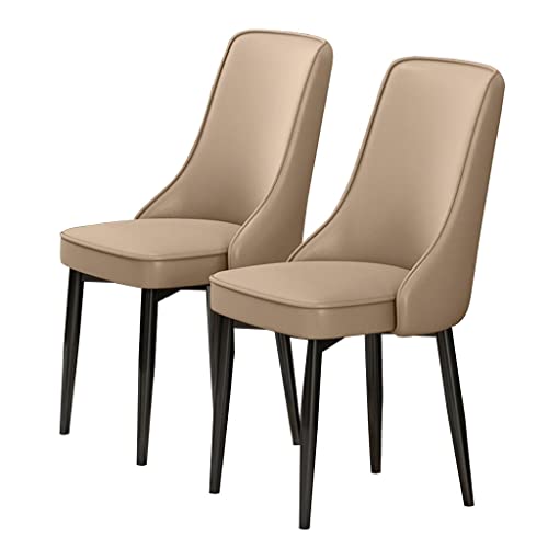 Meedlopia Küchen-Esszimmerstühle, 2er-Set, wasserdichter Loungesessel aus PU-Leder mit Füßen Kohlenstoffstahl für das Wohnzimmer (Khaki) von Meedlopia