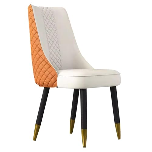 Meedlopia Küchen-Esszimmerstühle aus Mikrofaserleder mit Rückenlehne, schwarzen Holzbeinen, gepolsterter Seite für Wohnzimmer, Schlafzimmer, Restaurant (Orange Beige) von Meedlopia