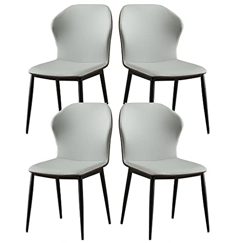 Meedlopia Küchen-Wohnzimmerstühle aus PU-Leder, 4er-Set, hohe Rückenlehne, gepolsterte weiche Sitzfläche, Empfangsstuhl für Esszimmer und Stühle (grau) von Meedlopia