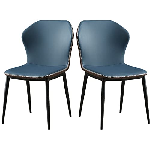 Meedlopia Küchenstuhl, Esszimmerstuhl, 2er-Set, Kunstleder, stabile Metallbeine, für Zimmer, Hotel, Theke, Lounge (blau) von Meedlopia