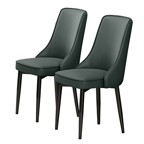 Meedlopia Küchenstuhl, Esszimmerstuhl, 2er-Set, wasserdichtes PU-Leder, Lounge mit Füßen aus Karbonstahl für das Wohnzimmer (Dunkelgrün) von Meedlopia