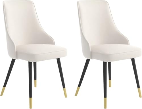 Meedlopia Küchenstuhl, Esszimmerstuhl, 2er-Set, wasserdichtes PU-Leder, Wohnzimmer-Lounge-Stühle mit Metallbeinen, Thekenstühle (Beige) von Meedlopia