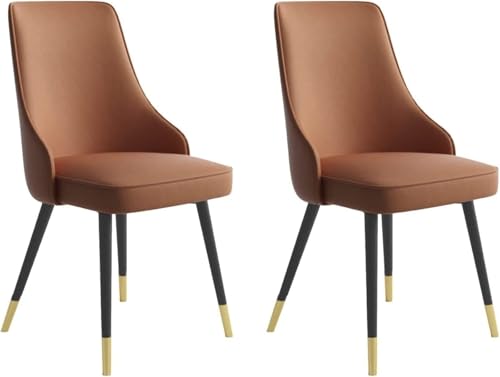 Meedlopia Küchenstuhl, Esszimmerstuhl, 2er-Set, wasserdichtes PU-Leder, Wohnzimmer-Lounge-Stühle mit Metallbeinen, Tresenstühle (Dunkelkaffee) von Meedlopia