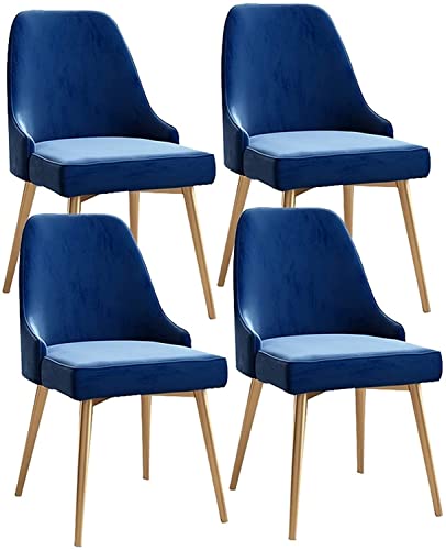 Meedlopia Küchenstuhl, Moderne Esszimmerstühle, 4er-Set, für Wohnzimmer und Freizeit, mit Metallbeinen, Sitzfläche Rückenlehne aus Samt (blau) von Meedlopia