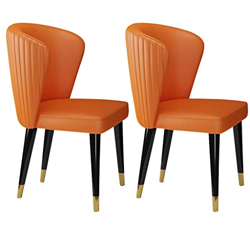 Meedlopia Küchenstuhl, Moderne Esszimmerstühle aus Mikrofaser-Leder, 2er-Set, Wohnzimmer-Loungestuhl, Esche, Füße Massivholz, Empfangsstuhl (Orange) von Meedlopia