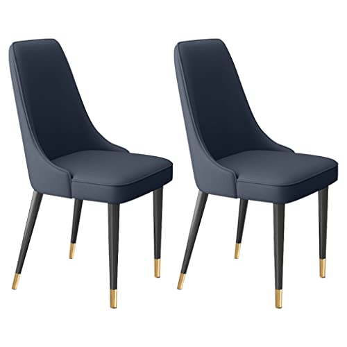 Meedlopia Küchenstuhl, Moderne Wohnzimmer-Seitenstühle, 2er-Set mit weichem Mikrofaserleder und Metallbeinen, Latexpolster, Esszimmerstühle (Dunkelblau) von Meedlopia
