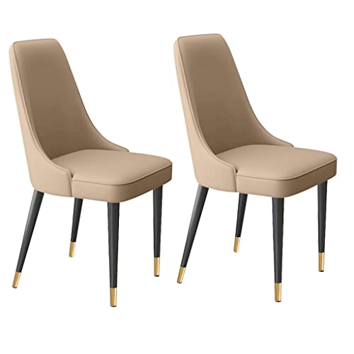 Meedlopia Küchenstuhl, Moderne Wohnzimmer-Seitenstühle, 2er-Set mit weichem Mikrofaserleder und Metallbeinen, Latexpolster, Esszimmerstühle (Khaki) von Meedlopia