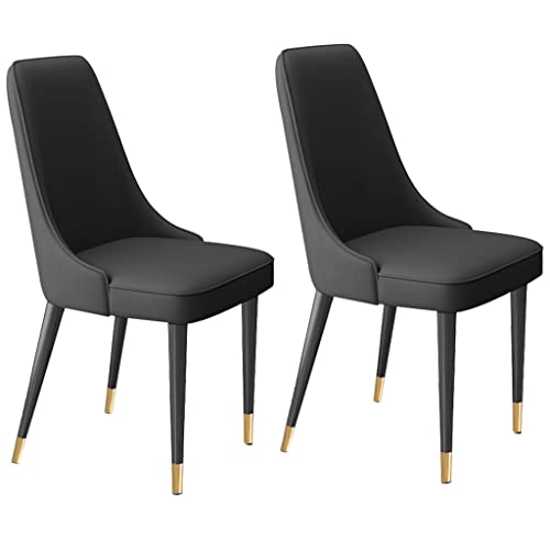 Meedlopia Küchenstuhl, Moderne Wohnzimmer-Seitenstühle, 2er-Set mit weichem Mikrofaserleder und Metallbeinen, Latexpolster, Esszimmerstühle (schwarz) von Meedlopia
