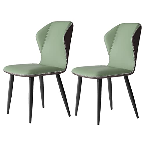 Meedlopia Küchenstuhl, modernes Esszimmer-Set, 2 Stück, PU-Leder, hohe Rückenlehne, gepolsterter weicher Sitz, Empfangsbereich für Büro, Lounge, Schlafzimmer (Grün, B) von Meedlopia