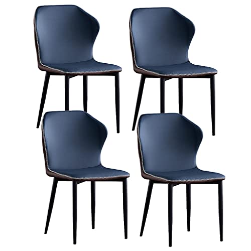 Meedlopia Lounge-/Esszimmerstühle im modernen Design für die Küche, 4er-Set, wasserdichtes PU-Leder, weich gepolsterte Sitzfläche Wohnzimmer, Schlafzimmer, Küche (Dunkelblau) von Meedlopia