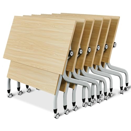 Meedlopia Mobiler, zusammenklappbarer Konferenztisch mit leisen Rädern, rechteckiger, aufklappbarer Schulungstisch für Studium und Arbeit, 140 x 60 x 75 cm, 6er-Pack Meedlopia Mobiler, zusammenklappbarer Konferenztisch mit leisen Rädern, rechteckiger, aufklappbarer Schulungstisch für Studium und Arbeit, 140 x 60 x 75 cm, 6er-Pack von Meedlopia