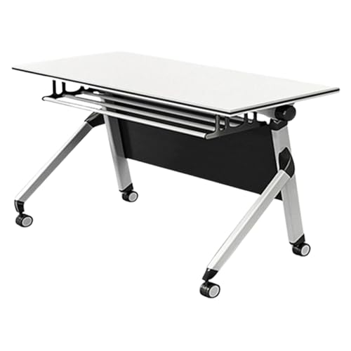 Meedlopia Mobiler Besprechungstisch mit leisen Rädern, Faltbarer Konferenzraumtisch mit Klappplatte, rollbarer Schulungstisch, einfache Montage (4 Stück, 120 x 50 x 75 cm) von Meedlopia