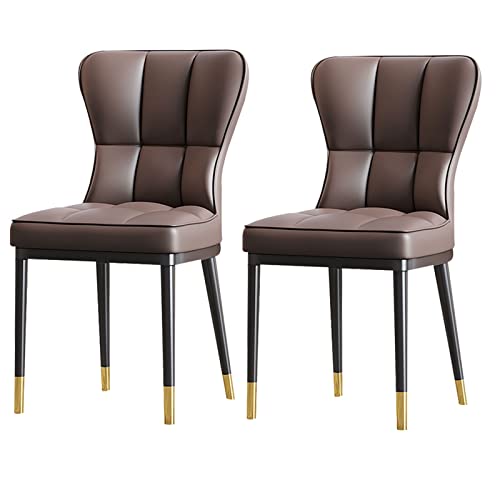 Meedlopia Moderne Esszimmer-/Küchenstühle, 2er-Set, Living Side, gepolstert mit weichem PU-Lederbezug, Sitzkissen und Metallbeinen (Kaffee) von Meedlopia