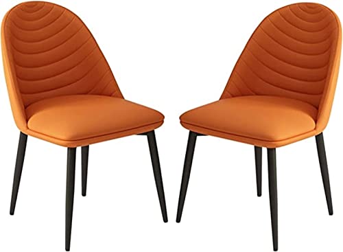 Meedlopia Moderne Esszimmerstühle, 2er-Set, mit Kunstleder gepolsterter Sitz, Küchenthekenstuhl stabilen Metallbeinen für die Freizeit zu Hause (Orange) von Meedlopia