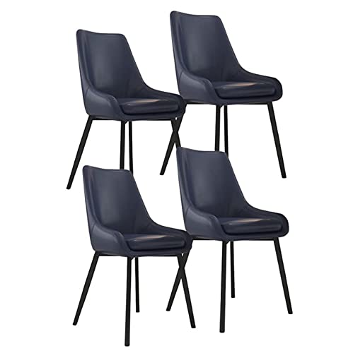 Meedlopia Moderne Esszimmerstühle, 4er-Set, Kunstlederkissen, gepolsterte Sitzfläche, Wohnzimmer-/Küchen-Beistellstuhl mit Metallbeinen (Dunkelblau) von Meedlopia