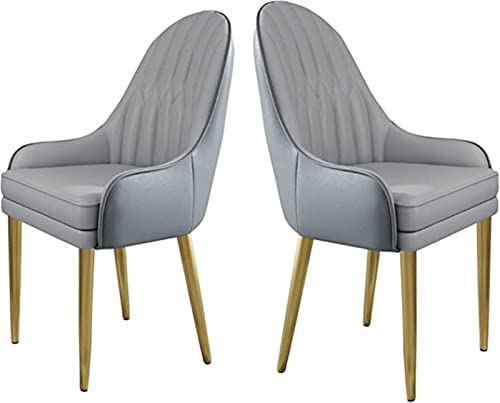 Meedlopia Moderne Esszimmerstühle aus Kunstleder, 2er-Set, für Küchentheke und Wohnzimmer, mit dickem Kissen goldfarbener Metallbasis (B) von Meedlopia