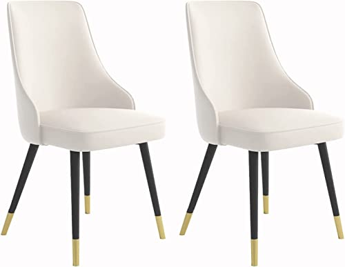 Meedlopia Moderne Esszimmerstühle aus PU-Leder, 2er-Set, für Küche, Theke, Lounge, Wohnzimmer, Empfangsstuhl, ergonomische Sitzfläche, stabile Metallbeine Karbonstahl (B) von Meedlopia