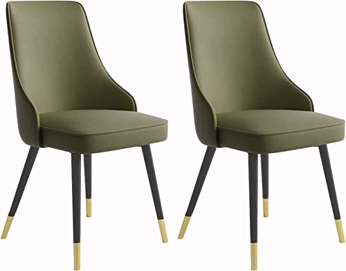 Meedlopia Moderne Esszimmerstühle aus PU-Leder, 2er-Set, für Küche, Theke, Lounge, Wohnzimmer, Empfangsstuhl, ergonomische Sitzfläche, stabile Metallbeine Karbonstahl (C) von Meedlopia