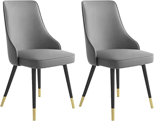 Meedlopia Moderne Esszimmerstühle aus PU-Leder, 2er-Set, für Küche, Theke, Lounge, Wohnzimmer, Empfangsstuhl, ergonomische Sitzfläche, stabile Metallbeine Karbonstahl (D) von Meedlopia