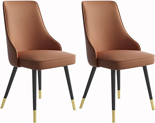 Meedlopia Moderne Esszimmerstühle aus PU-Leder, 2er-Set, für Küche, Theke, Lounge, Wohnzimmer, Empfangsstuhl, ergonomische Sitzfläche, stabile Metallbeine Karbonstahl (E) von Meedlopia