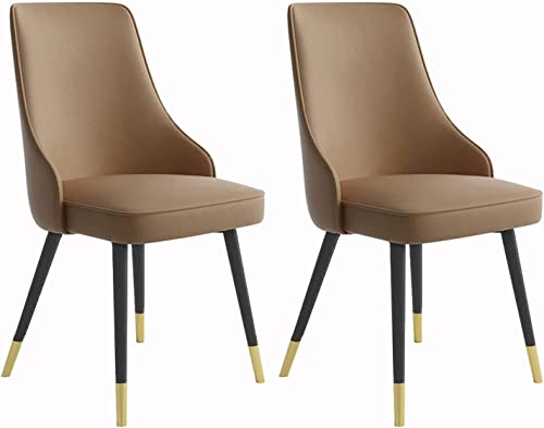 Meedlopia Moderne Esszimmerstühle aus PU-Leder, 2er-Set, für Küche, Theke, Lounge, Wohnzimmer, Empfangsstuhl, ergonomische Sitzfläche, stabile Metallbeine Karbonstahl (F) von Meedlopia