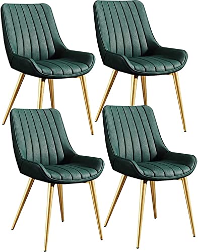 Meedlopia Moderne Küchen-/Esszimmerstühle, 4er-Set, Wohnzimmer-Beistellstühle mit Sitzkissen aus weichem PU-Leder und Metallbeinen, Lounge-Thekenstühle (Grün, goldene Füße) von Meedlopia