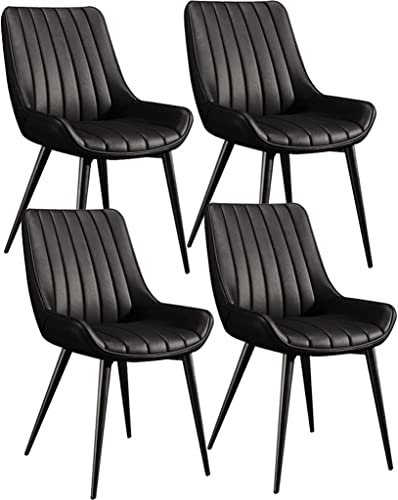 Meedlopia Moderne Küchen-/Esszimmerstühle, 4er-Set, Wohnzimmer-Beistellstühle mit weicher PU-Leder-Sitzpolsterung und Metallbeinen, Lounge-Thekenstühle (rot, Schwarze Füße) von Meedlopia